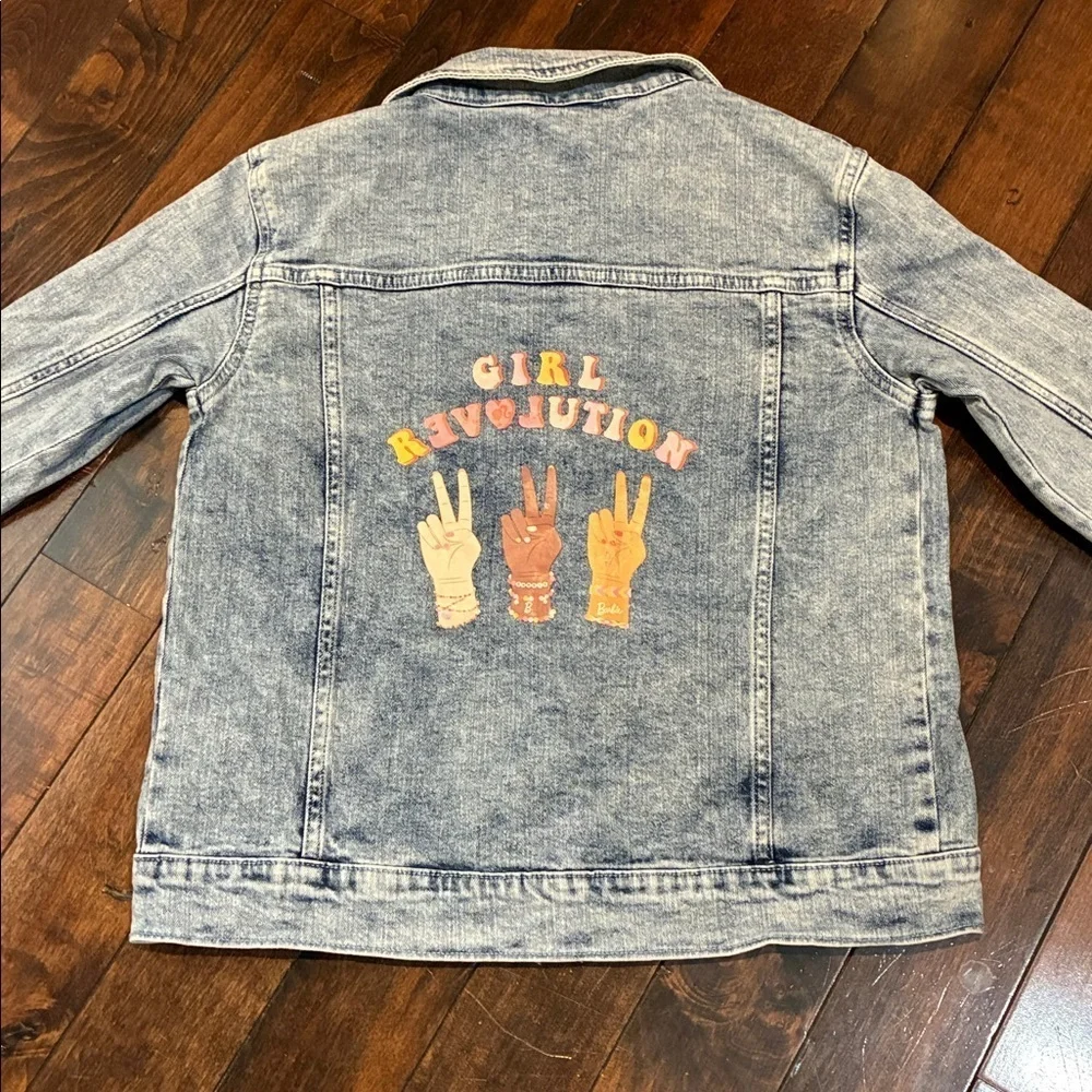 Barbie Denim Jean Jacket Acid Washed Girl Revolution Girls Size 10-12
